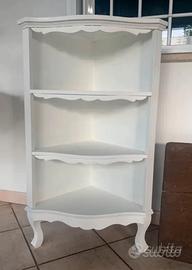Angoliera scaffale mobiletto shabby legno bianco