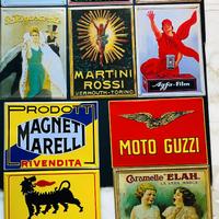 Set 11 targhe pubblicitarie in metallo 24x34 cm