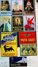 Set 11 targhe pubblicitarie in metallo 24x34 cm