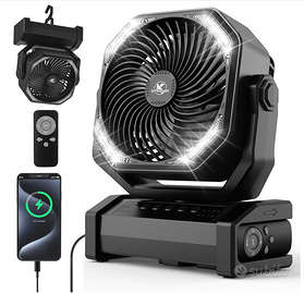 Ventilatore da Campeggio D12 con Luce+Telecomando