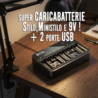 Carica Batterie stilo ministilo e 9V + 2 usb