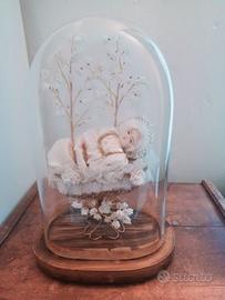 Campana vetro d'epoca bambini Gesù