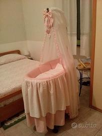 Culla ferro battuto con ruote cesta con materasso