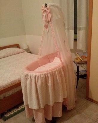 Culla ferro battuto con ruote cesta con materasso