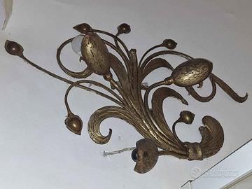 Applique in ottone vintage a 2 luci