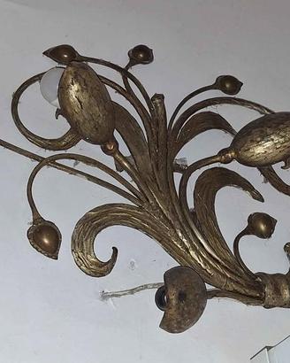 Applique in ottone vintage a 2 luci