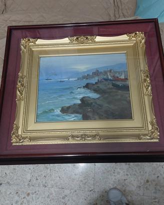 Dipinto d'epoca Marina di Napoli - Vincenzo Lami 