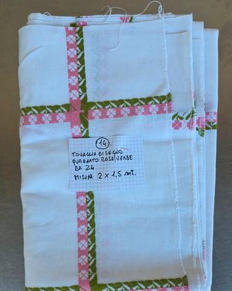 Tovaglia vintage cotone scacconi rosa/verde-(14-bi