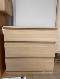 Cassettiera 3 cassetti - rovere chiaro 70X40X71cm