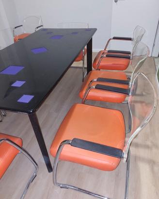 set di 6 sedie schienale trasparente marca Sesta 