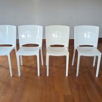 Set 4 Sedie Design Bianco Lucido - Impilabili