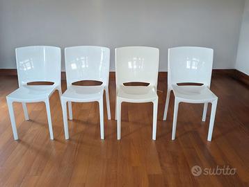 Set 4 Sedie Design Bianco Lucido - Impilabili