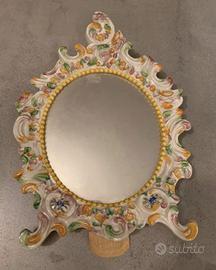 Specchio ceramica di Bassano da tavolo specchiera