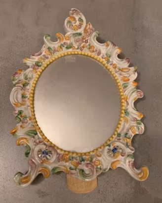 Specchio ceramica di Bassano da tavolo specchiera