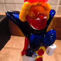 Statuina pagliaccio clown vetro di Murano 17 cm (h