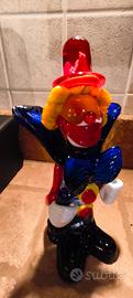 Statuina pagliaccio clown vetro di Murano 17 cm (h