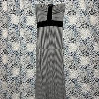 Vestito lungo a righe bianco nero donna