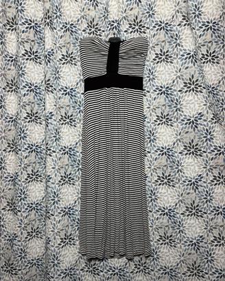 Vestito lungo a righe bianco nero donna