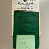 Libretto + foglio complementare Laverda 750 1972