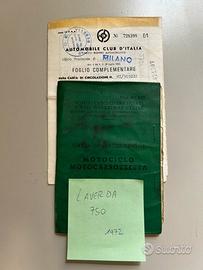 Libretto + foglio complementare Laverda 750 1972