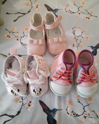3 paia di scarpette da culla x neonate n.16, 18,19