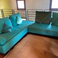 Divano tre posti e due posti acquamarina