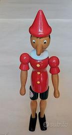 Pinocchio in legno dipinto a mano snodabile 30cm.