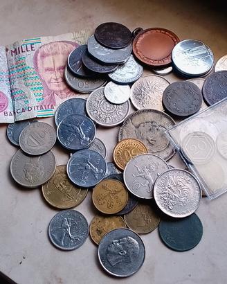 Lotto monete da collezione e banconota storica