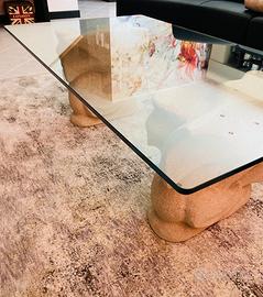 Tavolino salotto  di vetro e marmo design