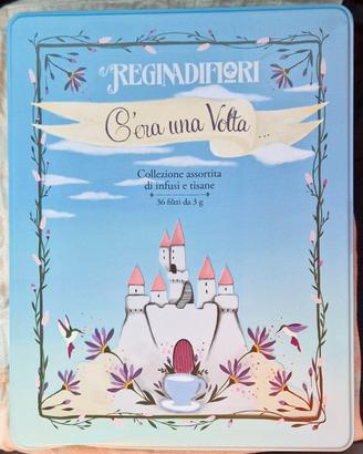 Scatola in latta con infusi e tisane