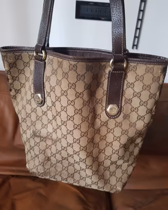 Borsa Gucci tote bag in tela e pelle vintage  