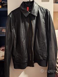 giacca in pelle nera uomo taglia L