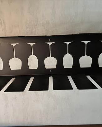 Porta bicchieri  calici da muro in  metalo nero