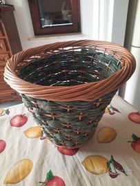 Cestino vimini Chiaro e verde acqua, resistente