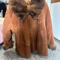 Giacca vera pelle marrone con pelliccia vintage