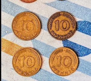 Germania, 10 Pfennig del 1950, 1976, 1986, 1990