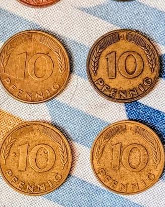 Germania, 10 Pfennig del 1950, 1976, 1986, 1990