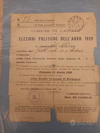 Certificato elezioni 1929 fascismo