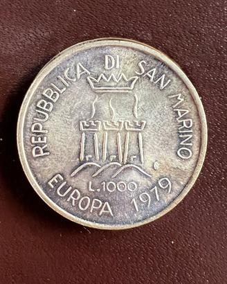 Moneta 1000 Lire Argento San Marino 1979
