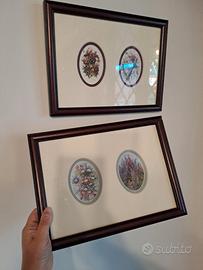 Coppia di quadri con vetro e passepartout 