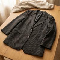 Blazer, lana, gessato, 48, oversize, donna