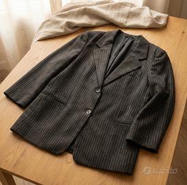 Blazer, lana, gessato, 48, oversize, donna