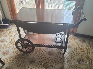 carrello porta liquori vintage con ruote