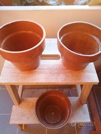 3 vasi di terracotta per piante 