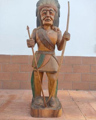 Statua Indiano in Legno di Teak