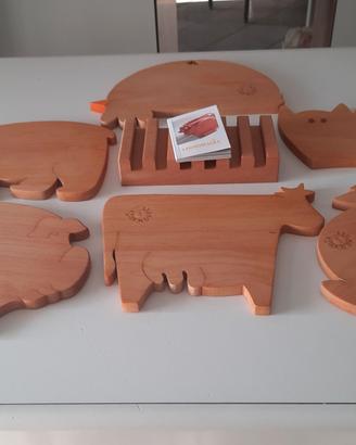 SET FATTORIA IN LEGNO PER TAGLIERE