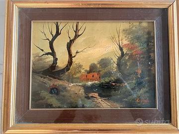 Quadro dipinto paesaggio con casa Antonio Giordano