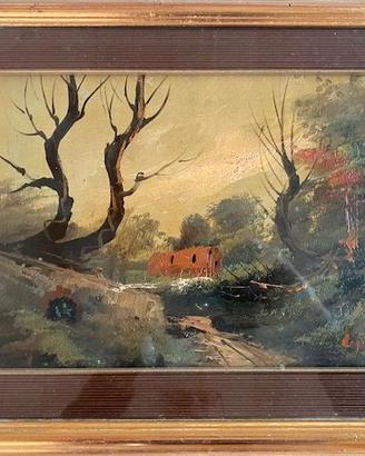 Quadro dipinto paesaggio con casa Antonio Giordano