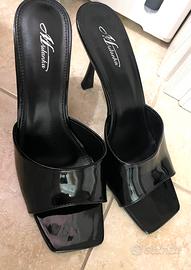 Scarpe nere lucide con tacco