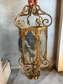 Lanterna lampadario artigianale dorato, barocco